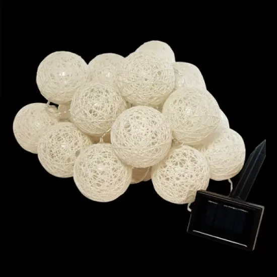 LumaBase Solar-Powered String Lights with 20 Warm White Cotton Globes image {4}