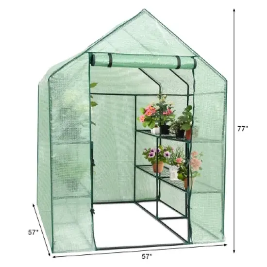 Costway Portable Mini Walk In Outdoor 2 Tier 8 Shelves Greenhouse image {1}