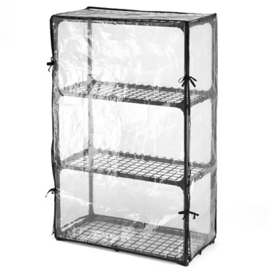 FONTOI Baker's Racks, 4 Tier Wire Shelf with Cover, FreeStanding Metal Storage Rack for Door Entrance Garage Kitchen Office, Black, 29"*14"*45" image {4}