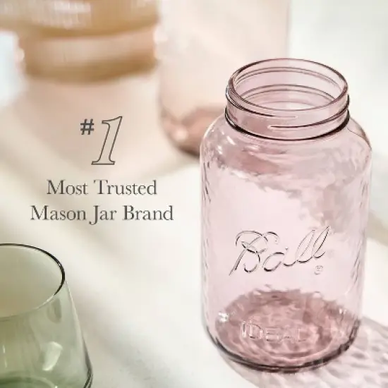 Ball 32oz 4pk Glass Regular Mouth Rose Vintage Mason Jar with Lid and Band: Pink Canning Jars, Dishwasher-Safe image {13}
