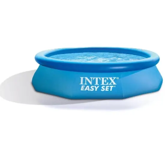 Intex 10'x30'x30" Inflatable Round Swimming Pool & 10' Pool Debris Cover Tarp image {1}