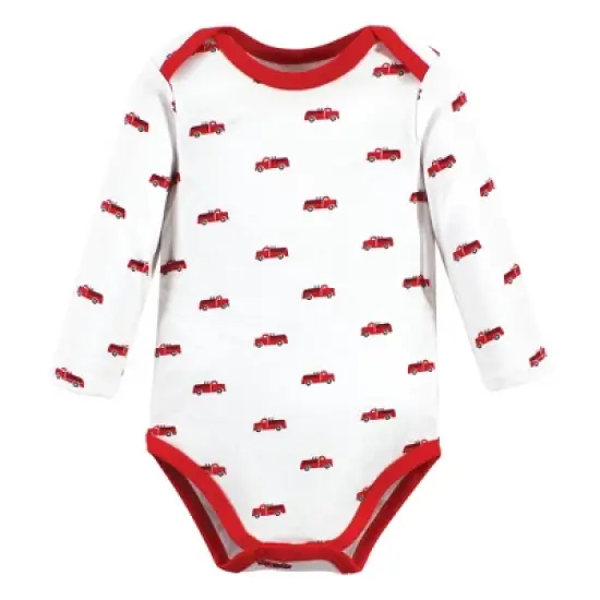 Hudson Baby Infant Boy Cotton Long-Sleeve Bodysuits, Fire Truck image {4}