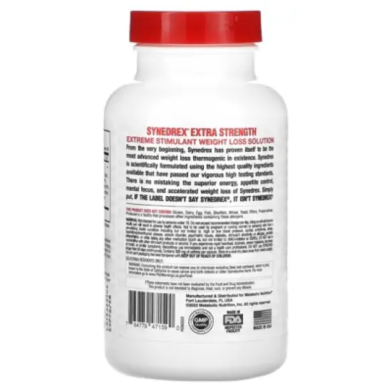 Metabolic Nutrition Synedrex, Extreme Stimulant Weight Loss Solution, 60 Capsules image {2}