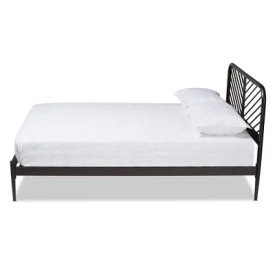 Queen Dora Industrial Metal Platform Bed Black - Baxton Studio image {1}