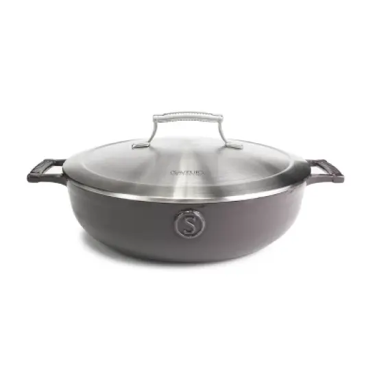 Saveur Selects Voyage Series 4.5qt Enameled Cast Iron Braiser with Stainless Steel Lid image {7}