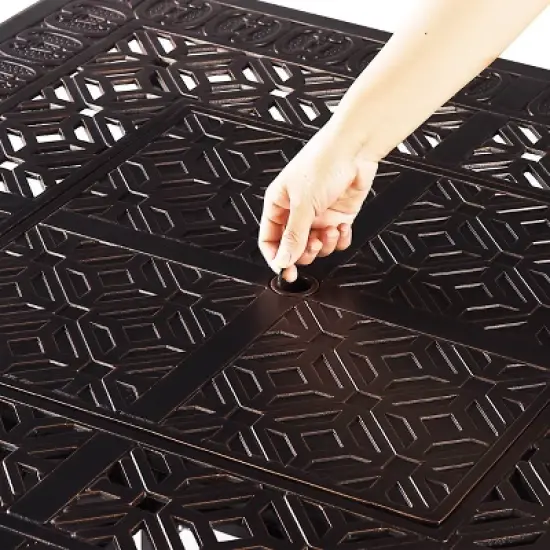 Oakland Living 5pc Deep Seating Swivel Aluminum Outdoor Patio Fire Pit Dining Set with Fire Table with Diamond Pattern Copper image {6}