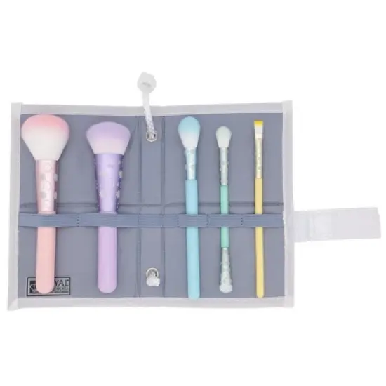 MODA Brush Posh Pastel Total Face 6pc Travel Sized Makeup Brush Flip Kit, Includes Powder, Complexion, and Highlighter Makeup Brushes image {3}