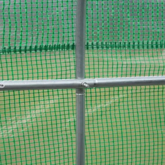 Outsunny Outdoor Walk-In Tunnel Greenhouse Hot House with Roll-up Windows, Zippered Door, PE Cover, Green image {6}