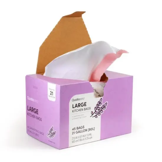 QUALIAZERO 21 GAL / 80L TRASH BAGS, LAVENDER SCENTED, 45 COUNT image {5}