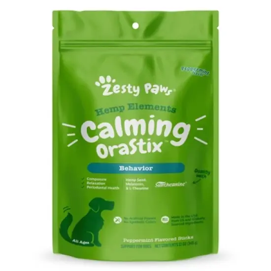Zesty Paws Hemp Elements Behavior Calming OraStix for Dogs - Peppermint Flavor image {5}