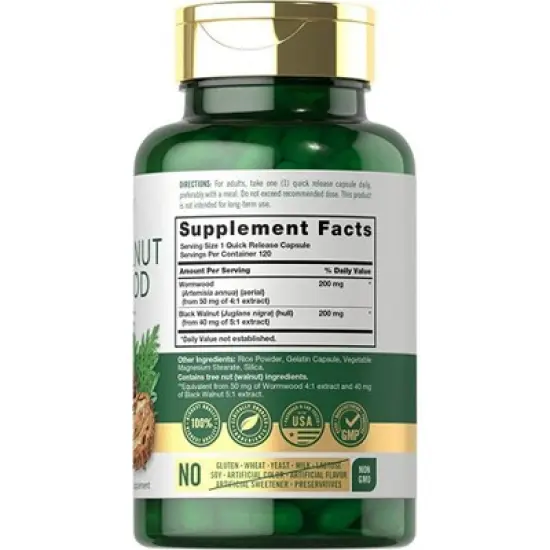 Carlyle Black Walnut Wormwood 400mg | 120 Capsules image {1}