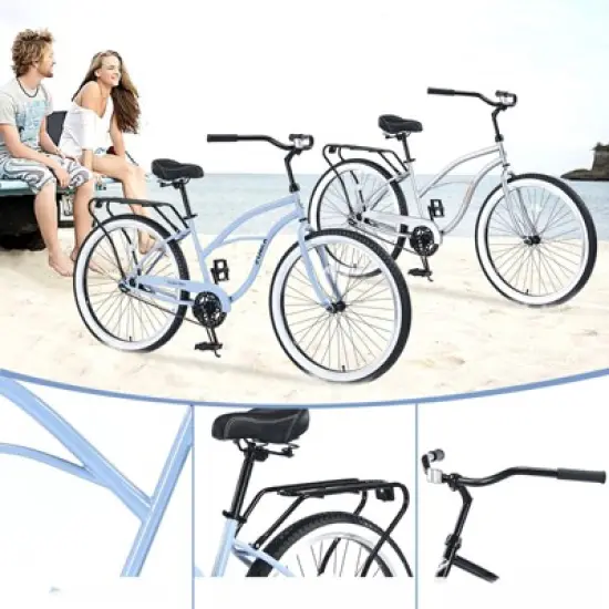 INFURNIC Bicycles, Men's Beach Cruiser Bike with Wide Wheels, Rear Coaster Brakes, Blue, 69.29"*25.98"*39.37" image {3}