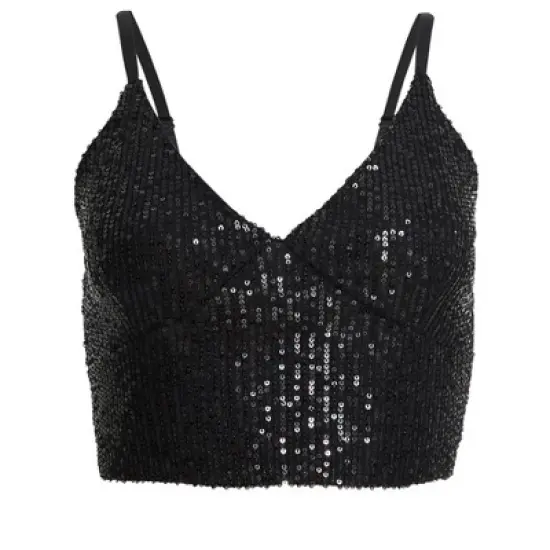 QUIZ Women's Sequin Crop Top image {2}