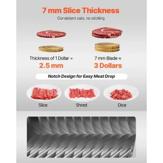 VEVOR Meat Cutter Machine Blade, 7 mm Blade for Commercial Meat Cutter, One Set Blade for SJY-DQ90 Meat Cutting Machine, Stainless Steel, Silver image {3}
