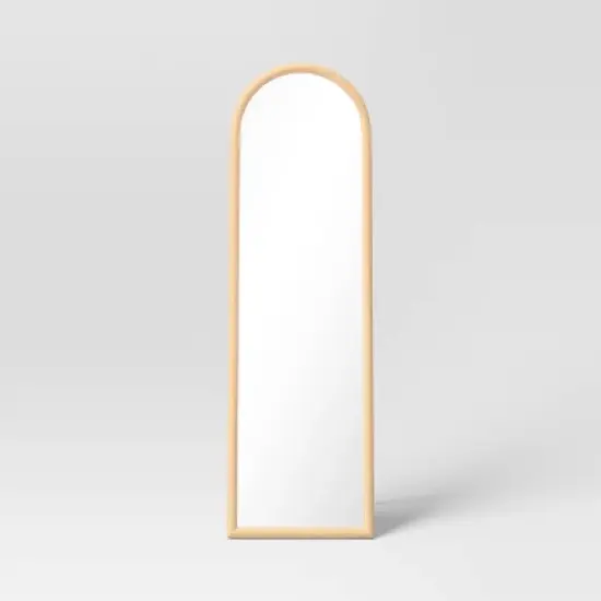 20" x 65" Arch Floor Mirror Natural - Threshold&trade;: Modern Polystyrene Frame, No Assembly, Freestanding Design image {2}