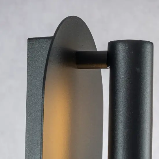 ALOADECOR H19" Oval Matte Black Integrated LED Wall Sconce with Acrylic Shade Dusk to Dawn Waterproof Outdoor Wall Light for Porch Patio (&uml;2 Pack) image {9}