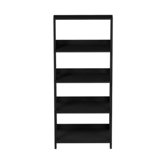 Lavish Home 4-Tier Ladder Bookshelf Freestanding Wooden Bookcase, Black image {7}