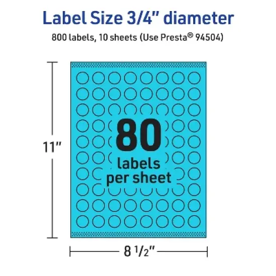Avery Bright Blue Paper Labels, 0.75" Diameter Round image {4}