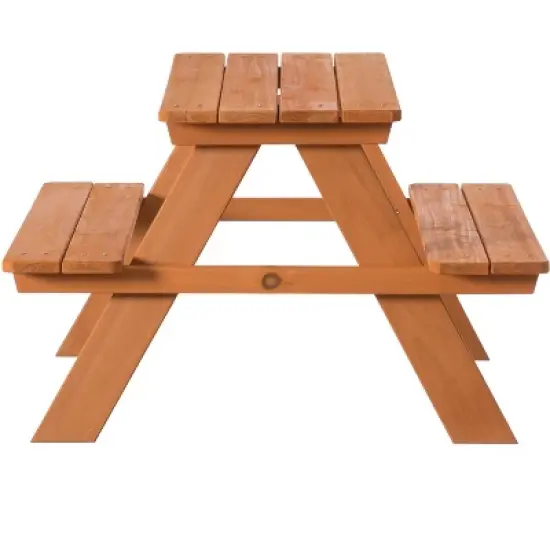 Gardenised Wooden Kids Outdoor Picnic Table for Garden and Backyard, Stained image {5}