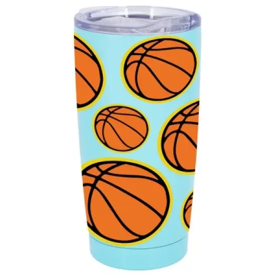 100 North 20 Ounce Stainless Steel On the Go Travel Tumbler With Push Top Lid, Basketball Teal image {5}