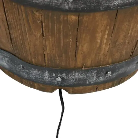 Sunnydaze 25"H Electric Resin Spiraling Barrel Outdoor Water Fountain with LED Lights image {5}