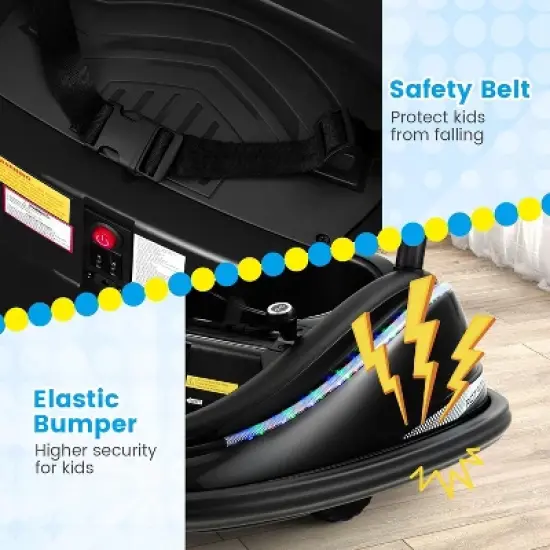 Costway Bumper Car for Kids Electric Ride on Car with Remote Control Joystick Flashing LED Lights image {4}