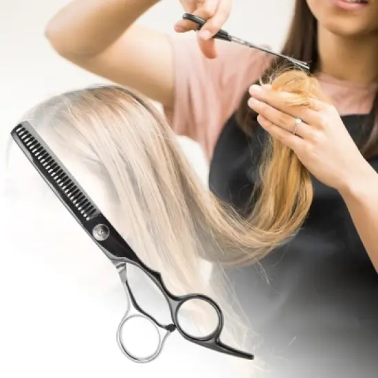 Unique Bargains Electroplating Tooth Shears Hair Cutting Scissors 1 Pc image {1}