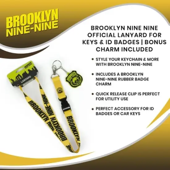 Just Funky Brooklyn Nine Nine Official Lanyard For Keys & ID Badges | Bonus Charm Included image {6}