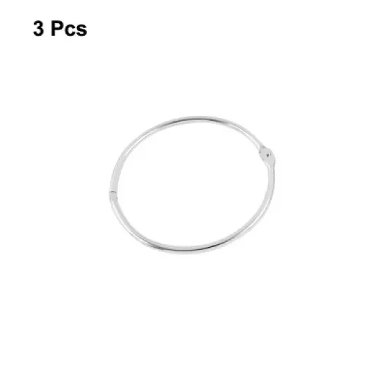 Unique Bargains Metal Binder Hinge Snap Loose Leaf Ring for Book Office 3 Pcs 3" Diameter image {1}