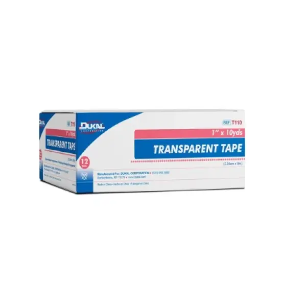 Dukal Transparent Tape Roll 1" x 10 Yd, 12 Ct image {3}