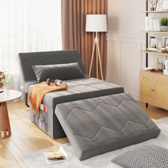 4 in 1 Sleeper Chair, Convertible Sleeper Sofa with Ottoman, Adjustable Backrest image {11}