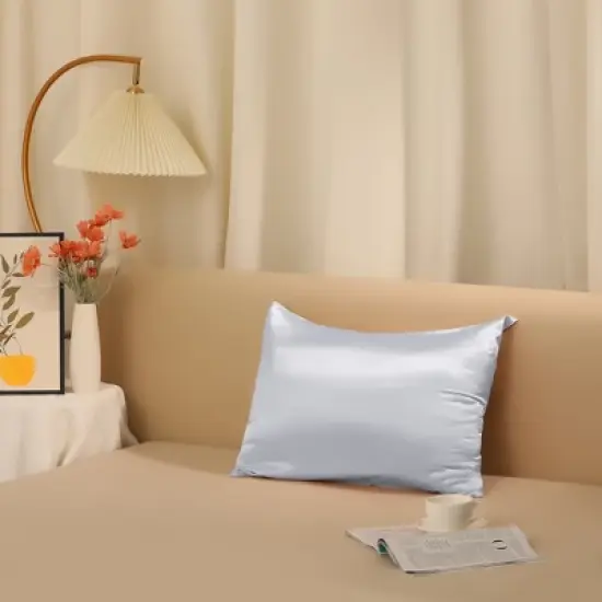 Unique Bargains Satin Hidden-Zippered Breathable Pillowcase with Sleep Mask Set of 2 image {5}