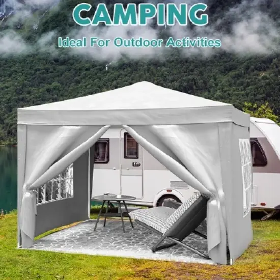 Canopy Tent 10'x10' Pop Up Canopy Tent With 4 Removable Sidewalls, Outdoor Party Canopies With 4 Weight Bags & Carry Bag For Garden Wedding Camping image {6}