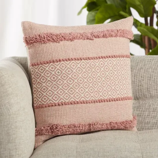 20"x20" Oversize Imena Trellis Poly Filled Square Throw Pillow Pink/Cream - Jaipur Living image {3}
