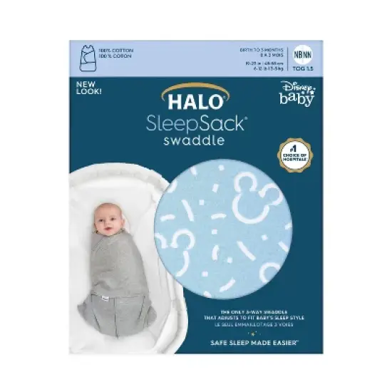 HALO SleepSack 100% Cotton Swaddle Wrap Disney Baby Collection Mickey image {1}