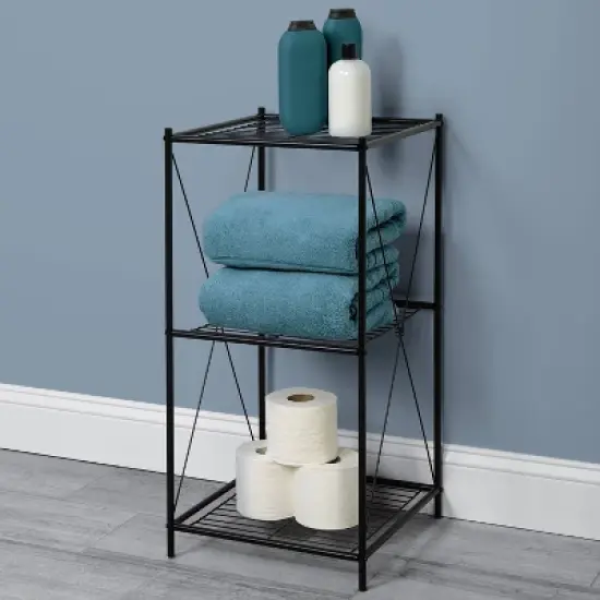 3 Shelf Floor Stand Matte Black - Zenna Home image {1}