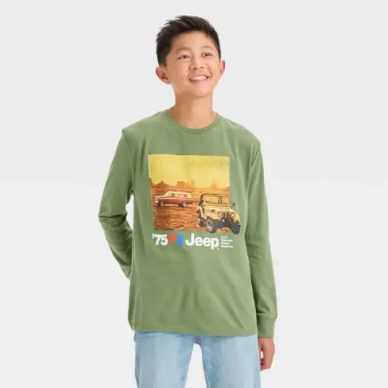 Boys' Jeep Long Sleeve Graphic T-Shirt - art class&trade; Green image {3}