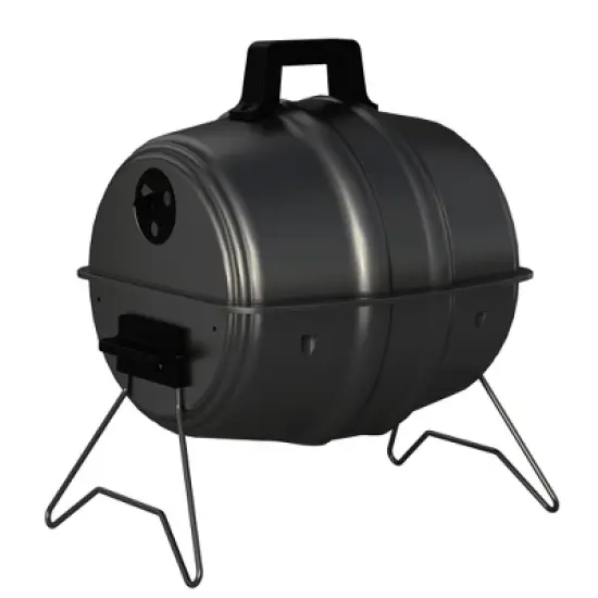 Americana Grills Keg A Que Charcoal BBQ Grill, Portable Outdoor Barbecue with Durable Powder Coated Hood and Bowl, 186 Square Inch Cooking Area, Black image {6}