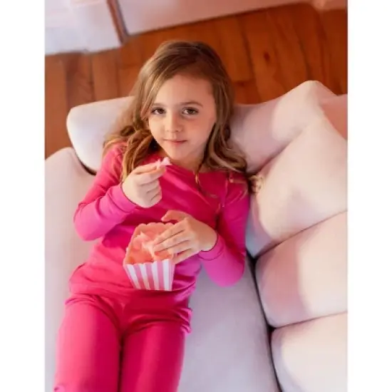 Leveret Kids Two Piece Long Sleeve Cotton Solid Classic Color Pajamas image {1}