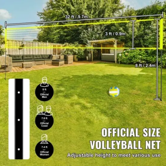 VEVOR Outdoor Portable Volleyball Net System, Adjustable Height Steel Poles, Professional Volleyball Set with PVC Volleyball, Pump, Carrying Bag image {2}