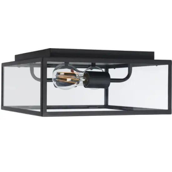 Rinnah 12" Outdoor Flush Mount - PLT7034 - Black - Safavieh image {3}