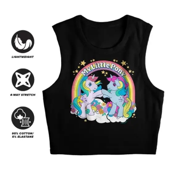 Women's My Little Pony Retro Unicorn Fist Bump Sleeveless Crop Top Tank image {2}