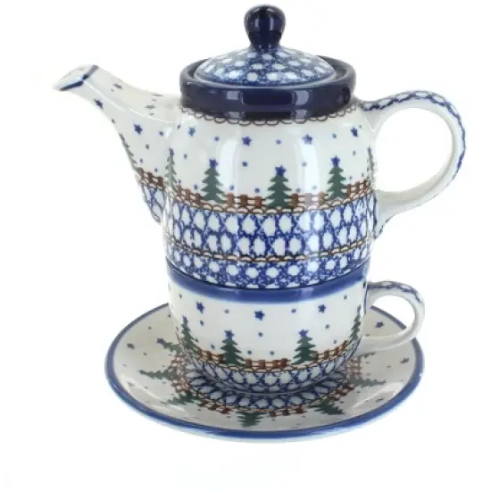 Blue Rose Polish Pottery 423 Caramika Artystyczna Tea for One image {9}
