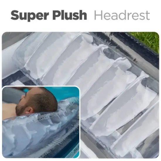 Galvanox Inflatable Pool Lounging Bed With Headrest Great For Tanning, Resting or Just Haning Out image {1}