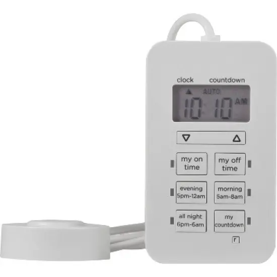 myTouchSmart Digital Dimmable Timer Polarized 2-Outlets Presets On/Off Tether White image {1}