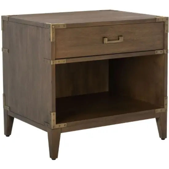 Nisha 1-Drawer Wood Nightstand - SFV7707 - Brown - Safavieh Couture image {2}