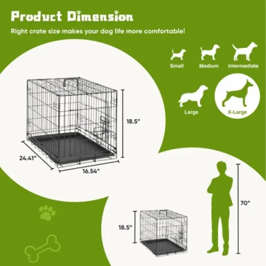 JIONJOY Heavy Duty Steel Dog Crate - Airline Approved Pet Kennel with Lock, Foldable Single Door Cage & Removable Tray for Dogs image {2}