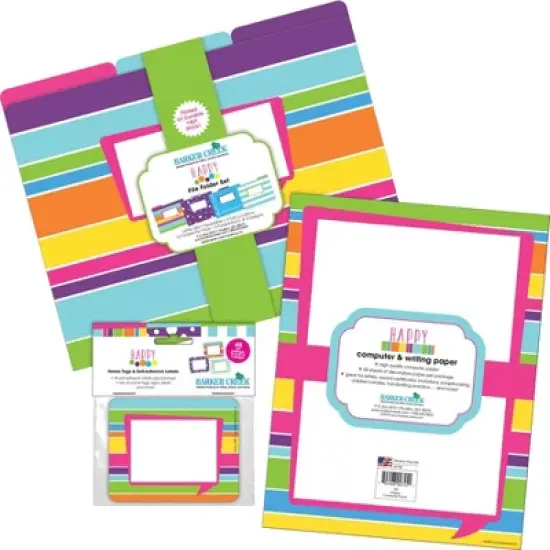 Barker Creek Happy Get Organized File Folders Set Multi-Design 107 per Set: Paper, Top Tab, Non-Pronged, 50 Sheet Capacity image {4}
