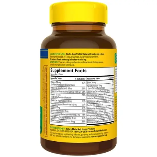 Nature Made Complete Multivitamin Mineral with Iron Nutritional Support Tablets - 130ct image {1}