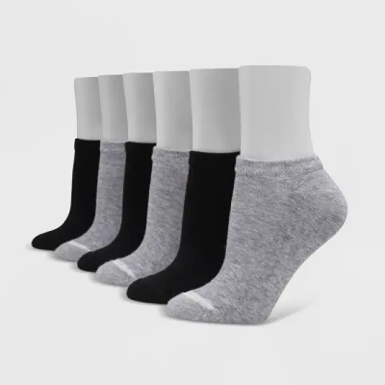 Hanes Premium Women's Cushioned 6pk No Show Socks - Black 5-9: Knit, Moisture Wicking, Banded Cuff image {3}